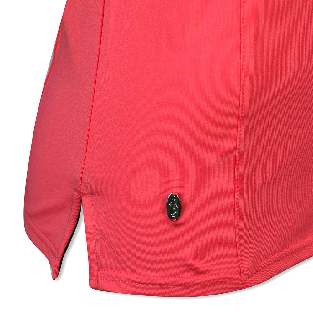 Glenmuir Ladies Sorbet & Navy Zip-Neck Sleeveless Polo with UPF50