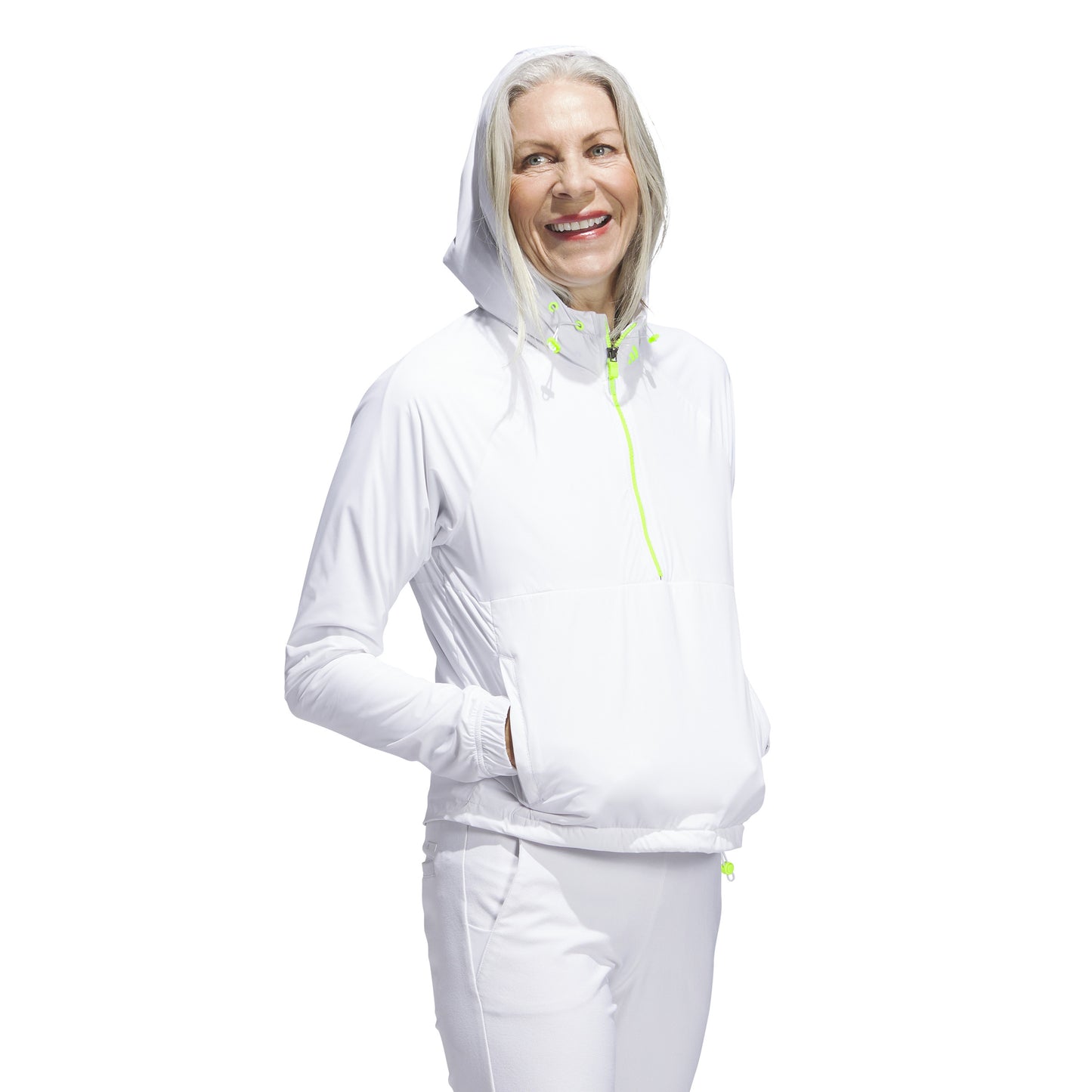 adidas Ladies Ultimate365 Tour WIND.RDY Fleece Lined Golf Hoodie in White