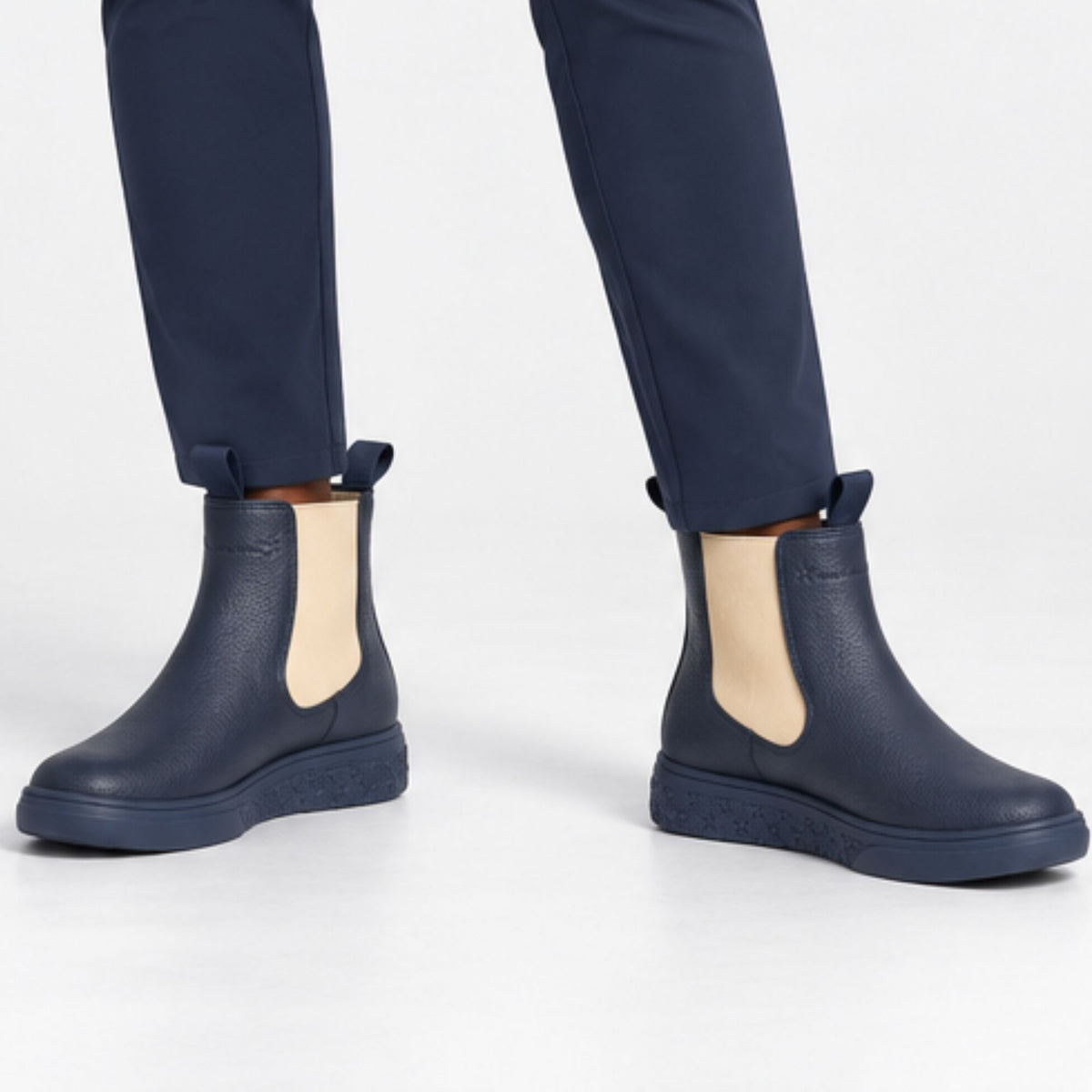 Swing Out Sister Ladies Pull-On Waterproof Chelsea Winter Boot in True Navy