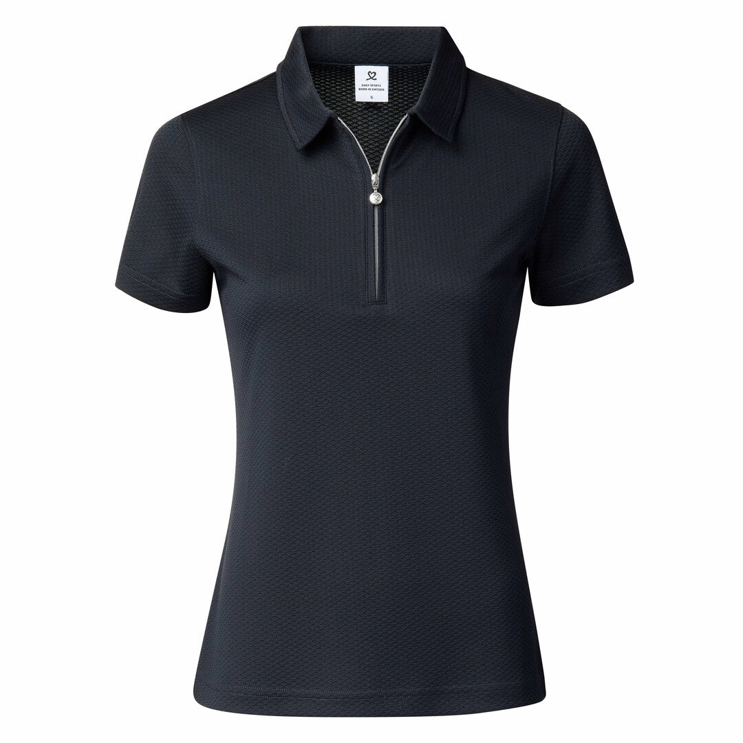 Daily Sports Honeycomb Structured Short Sleeve Polo Shirt in Navy