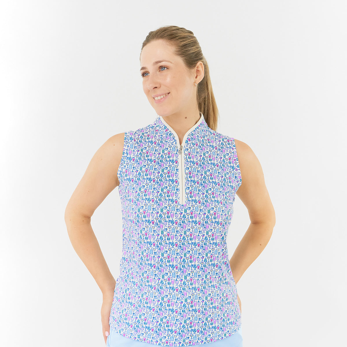 Pure Golf Ladies Sleeveless Cocktail Print Polo