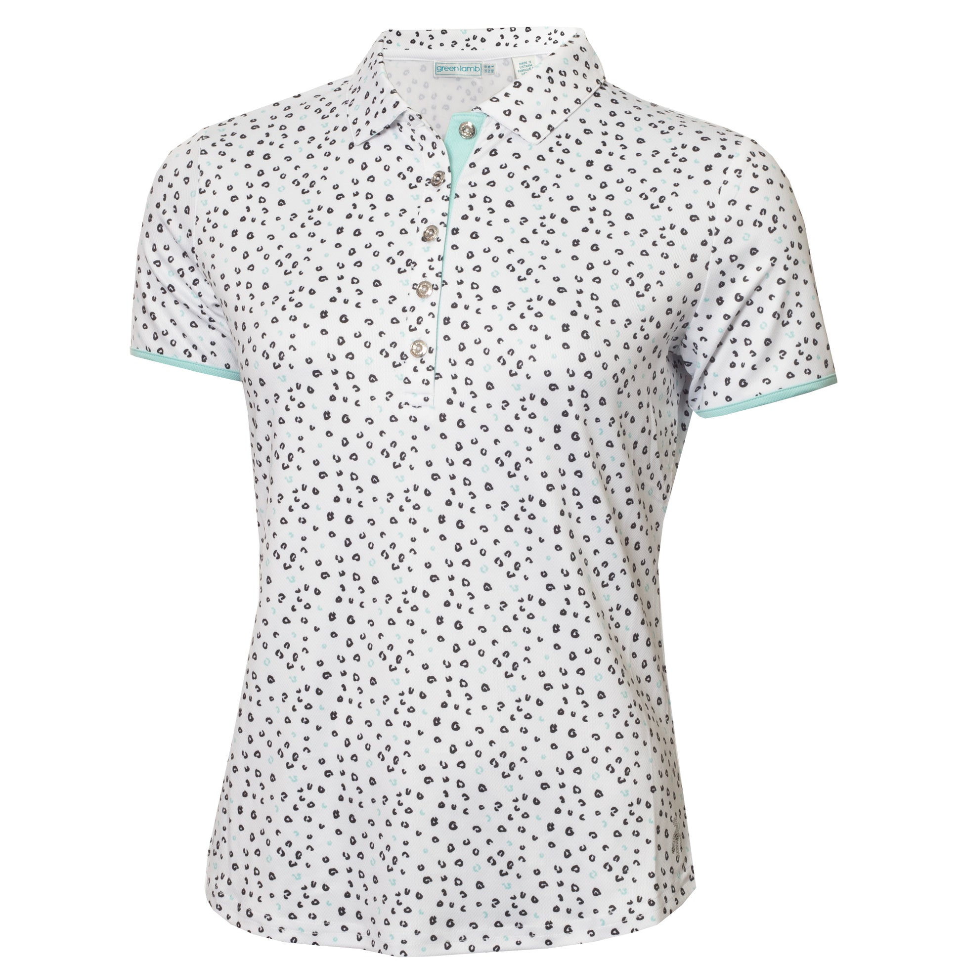 Green Lamb Women's Short Sleeve Leopard Print Polo