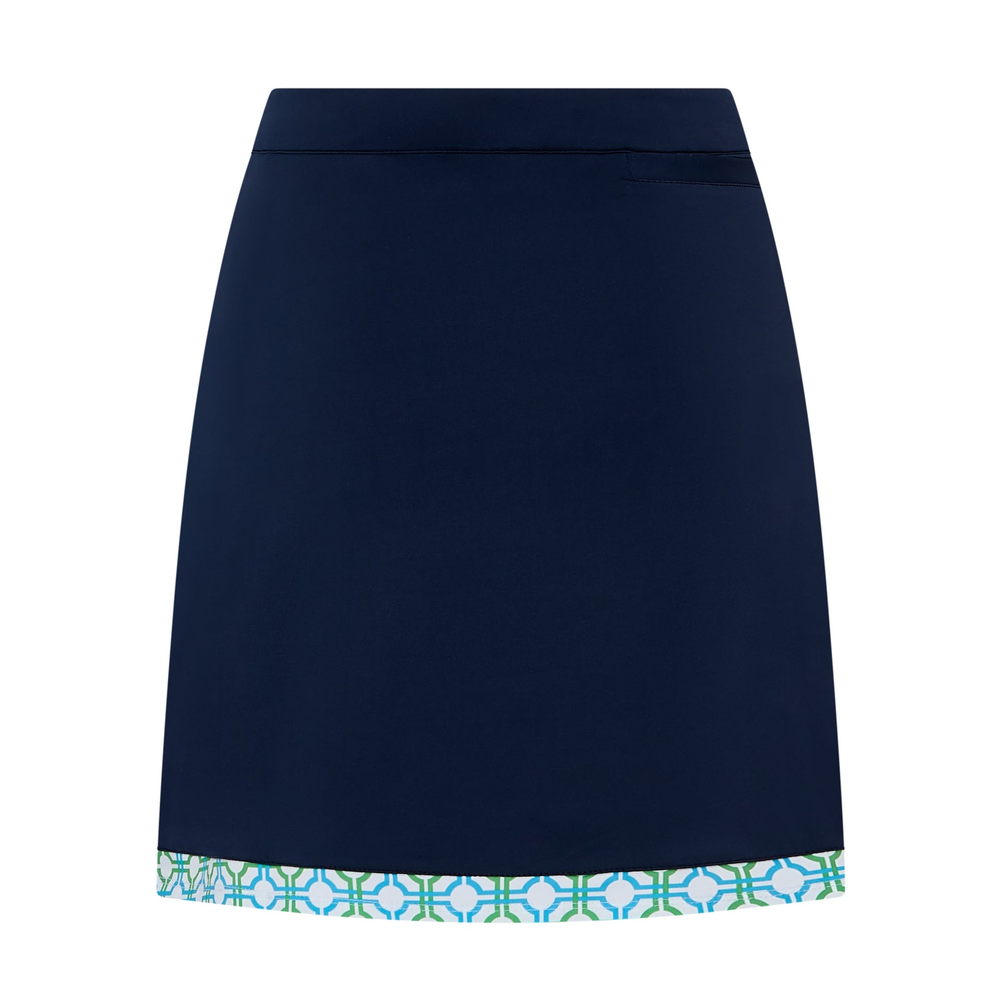 Swing Out Sister Women's Navy Pull-On Scalloped Skort with Dazzling Blue and Emerald Trim