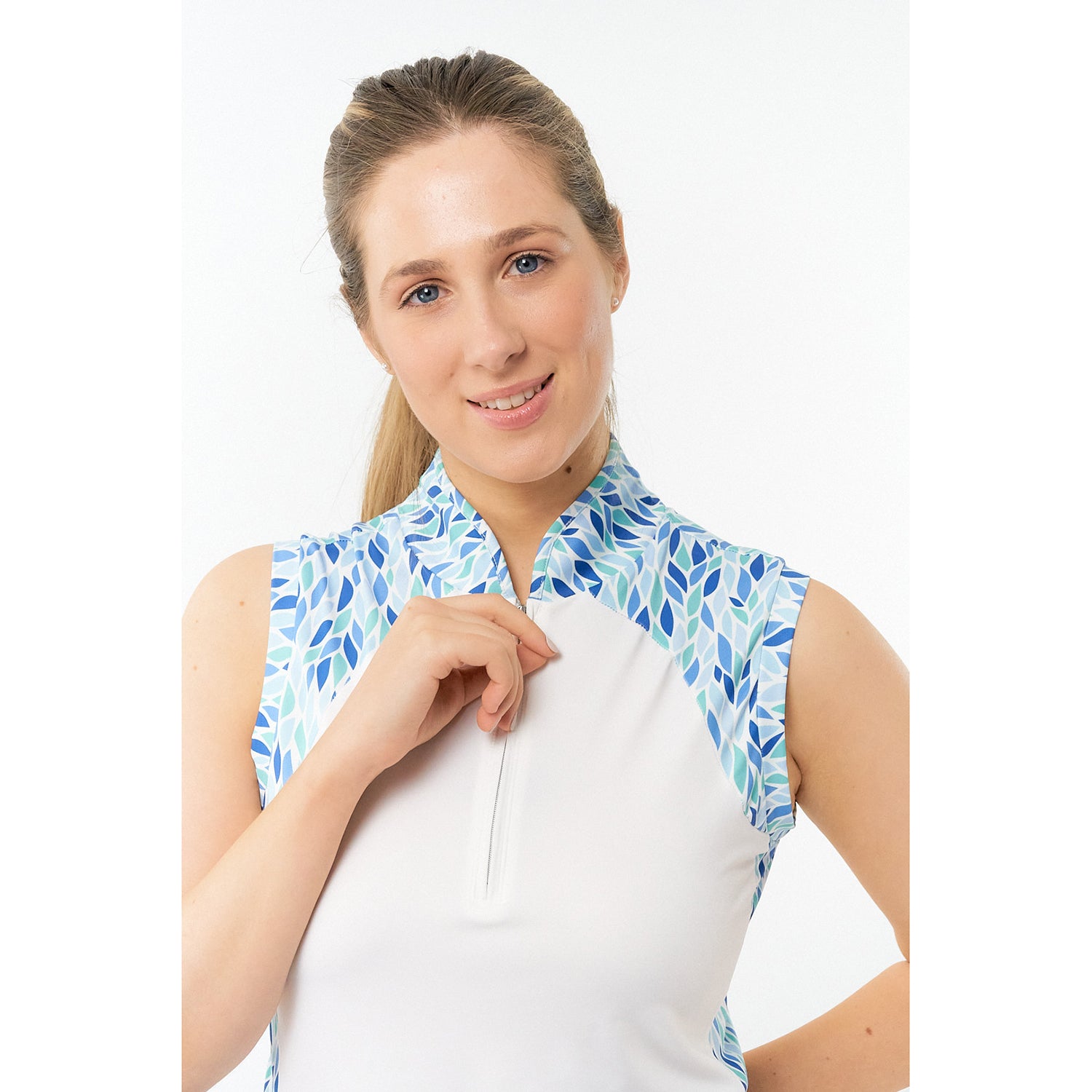 Pure Ladies Willow Print Sleeveless Golf Polo Shirt