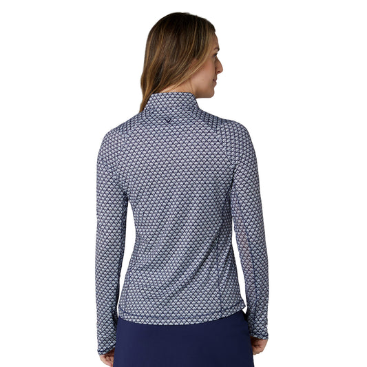 Callaway Womens Navy Golf Top with Pretty Print and Mesh Ventilation for Added Comfort on The Course