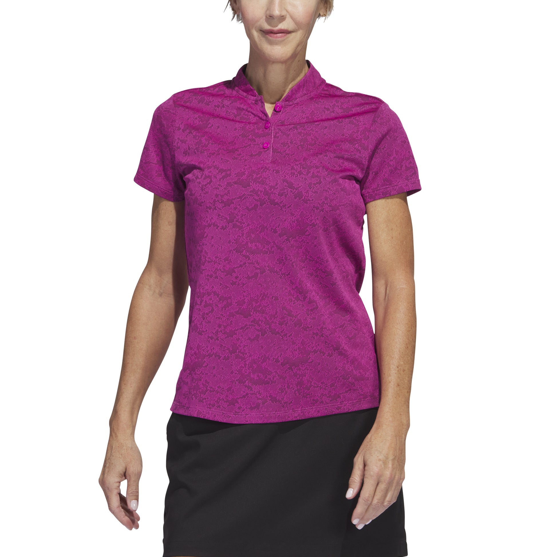 adidas Ladies Short Sleeve Golf Polo with Jacquard Lace Print