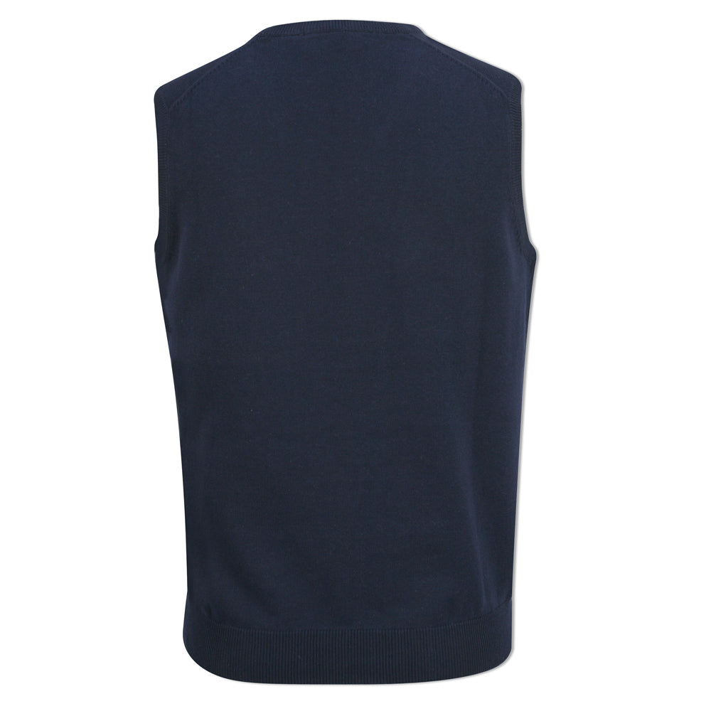 Glenmuir Ladies 100% Cotton Sleeveless V-Neck Sweater in Navy Blue