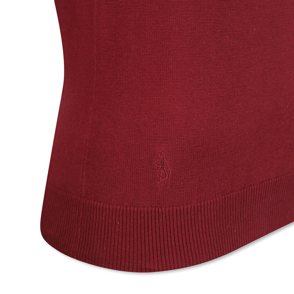 Glenmuir Ladies 100% Cotton Sleeveless V-Neck Sweater in Bordeaux