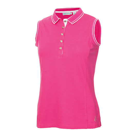 Green Lamb Ladies Organic Cotton Sleeveless Club Polo in Magenta