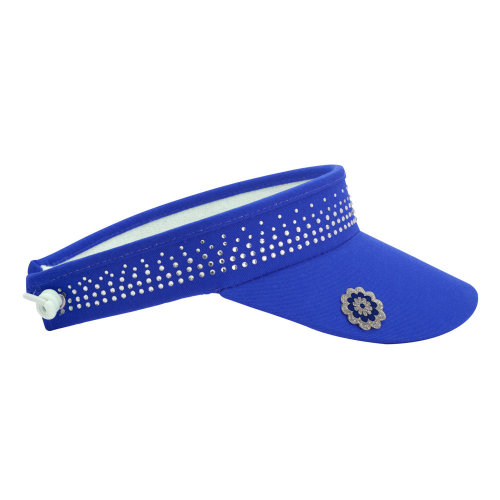 Surprizeshop Crystal Embellished Visor with Adjustable Fit in Royal Blue