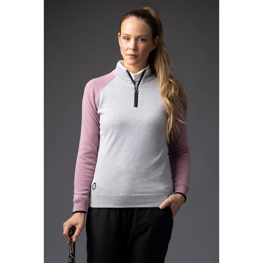 Sunderland Ladies Lined Sweater with Water Repellent Scotchgard in Silver Marl and Pink
