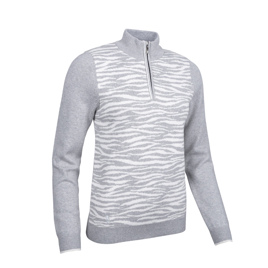 Glenmuir Ladies Zebra Stripe Design Golf Sweater with Water-Repellent Finish