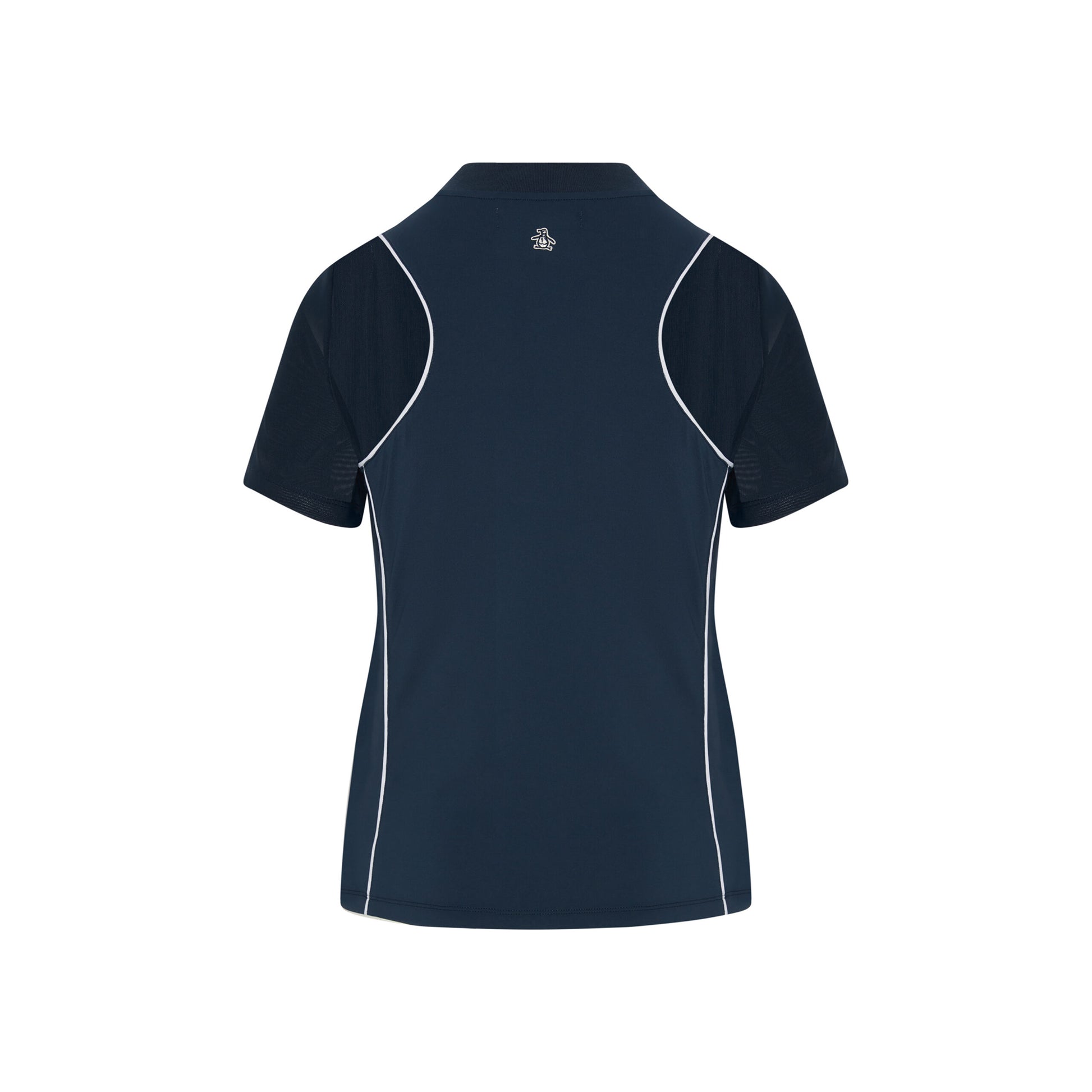 Original Penguin Ladies Navy Zip-Neck Short Sleeve Polo With Mesh