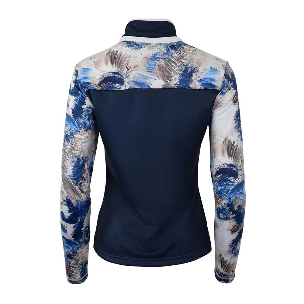 Pure Golf Ladies Patterned Full Zip Mid-Layer in Navy Canvas