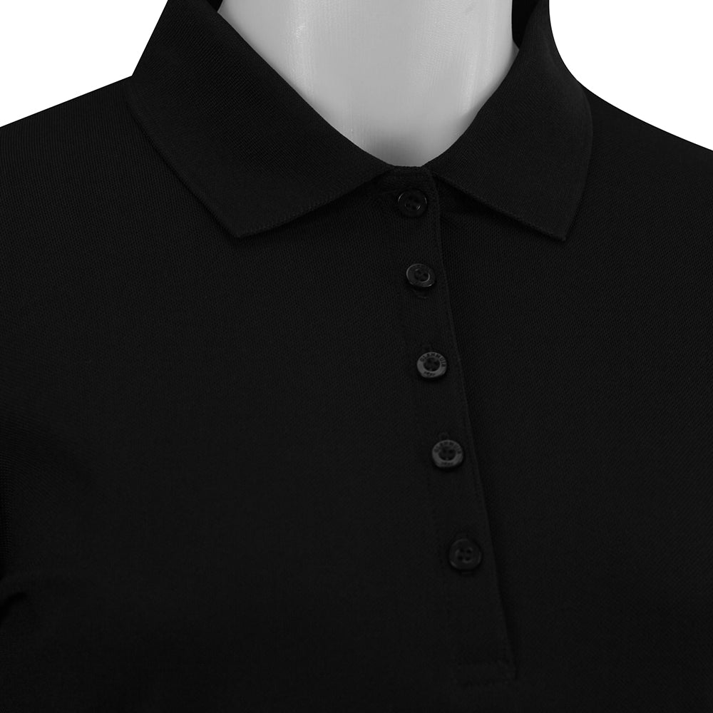Glenmuir Ladies Long-Sleeve Pique Knit Polo with Stretch in Black