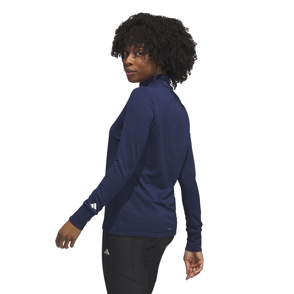 adidas Ladies Long Sleeve Golf Top with Mock Neck in Collegiate Navy