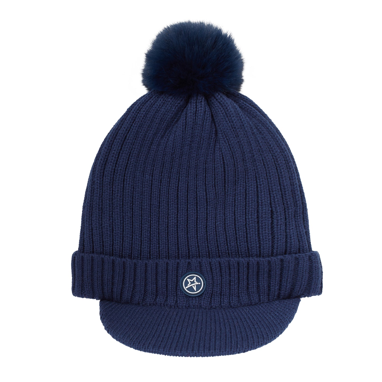 Swing Out Sister Womens Fleece Lined Peak Bobble Hat in Navy Blue