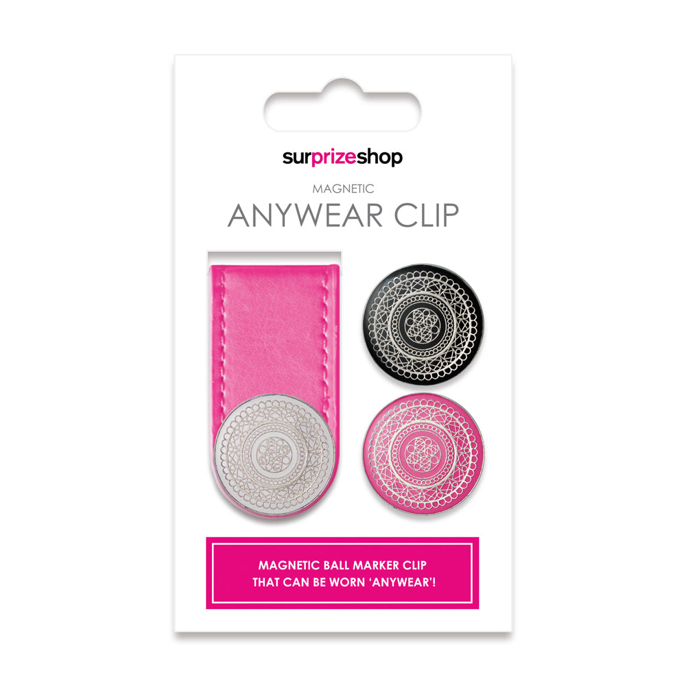 Surprizeshop Hot Pink Magnetic Clip Golf Ball Marker Anywear Set
