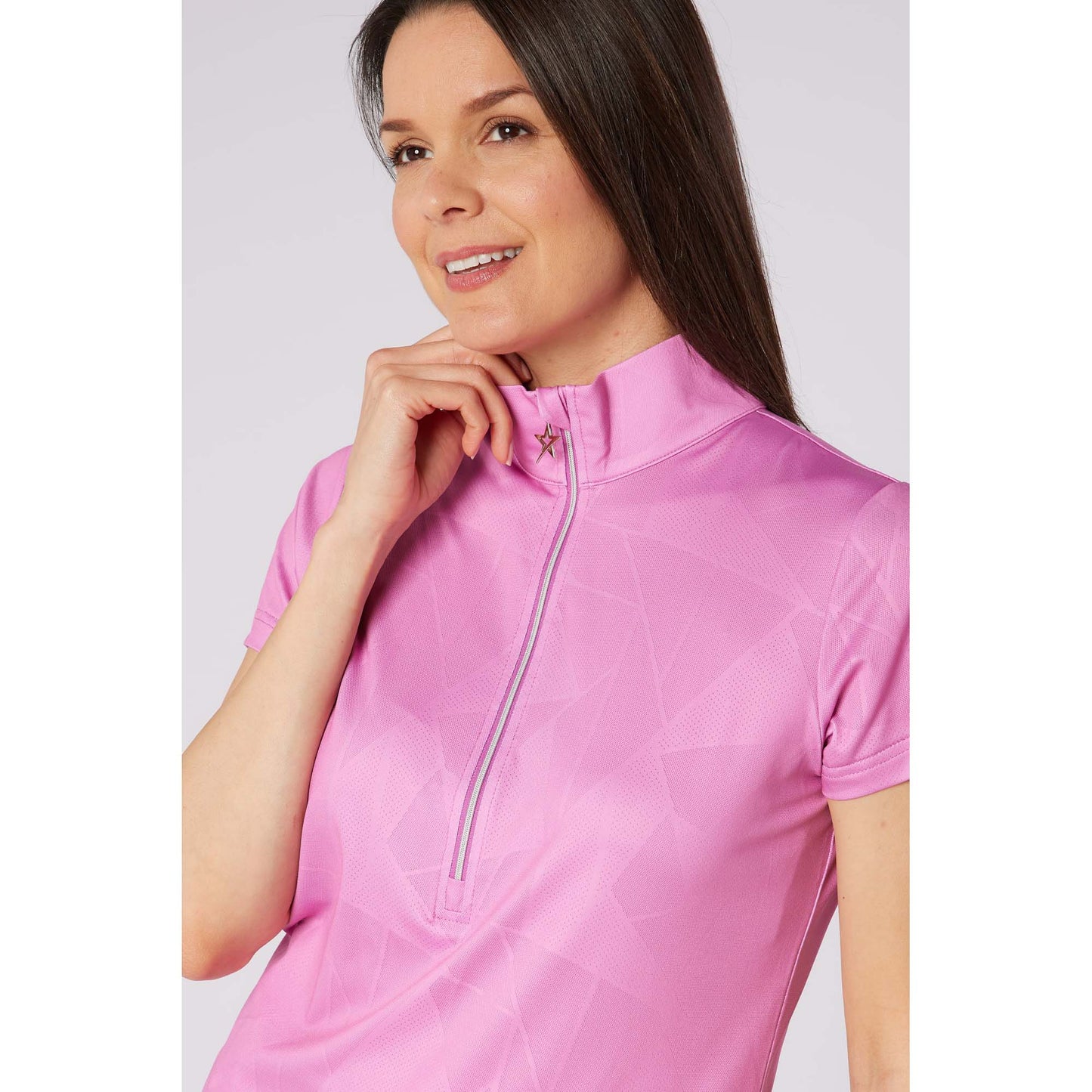 Swing Out Sister Embossed Ladies Polo with Zip Neck – A Stylish Staple for Every Season