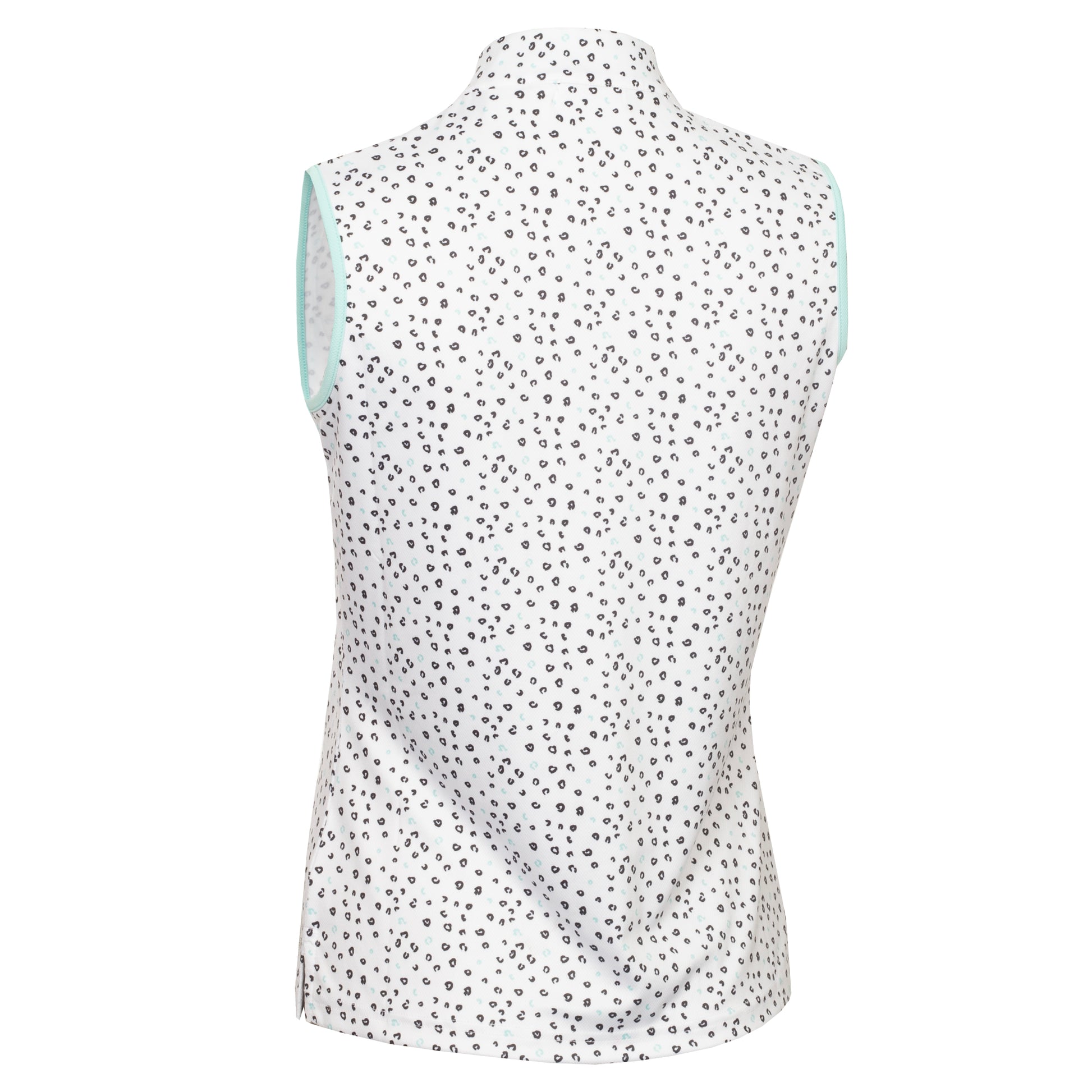 Green Lamb Ladies Leopard Print Sleeveless Polo with 1/4 Zip-Neck