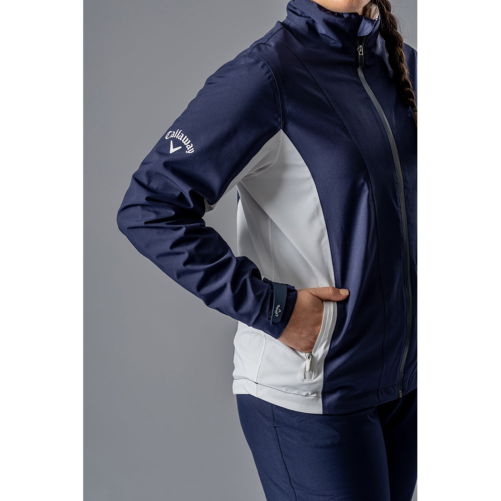 Callaway Ladies Weather Series Waterproof Jacket with 3 Year Warranty in Peacoat & White