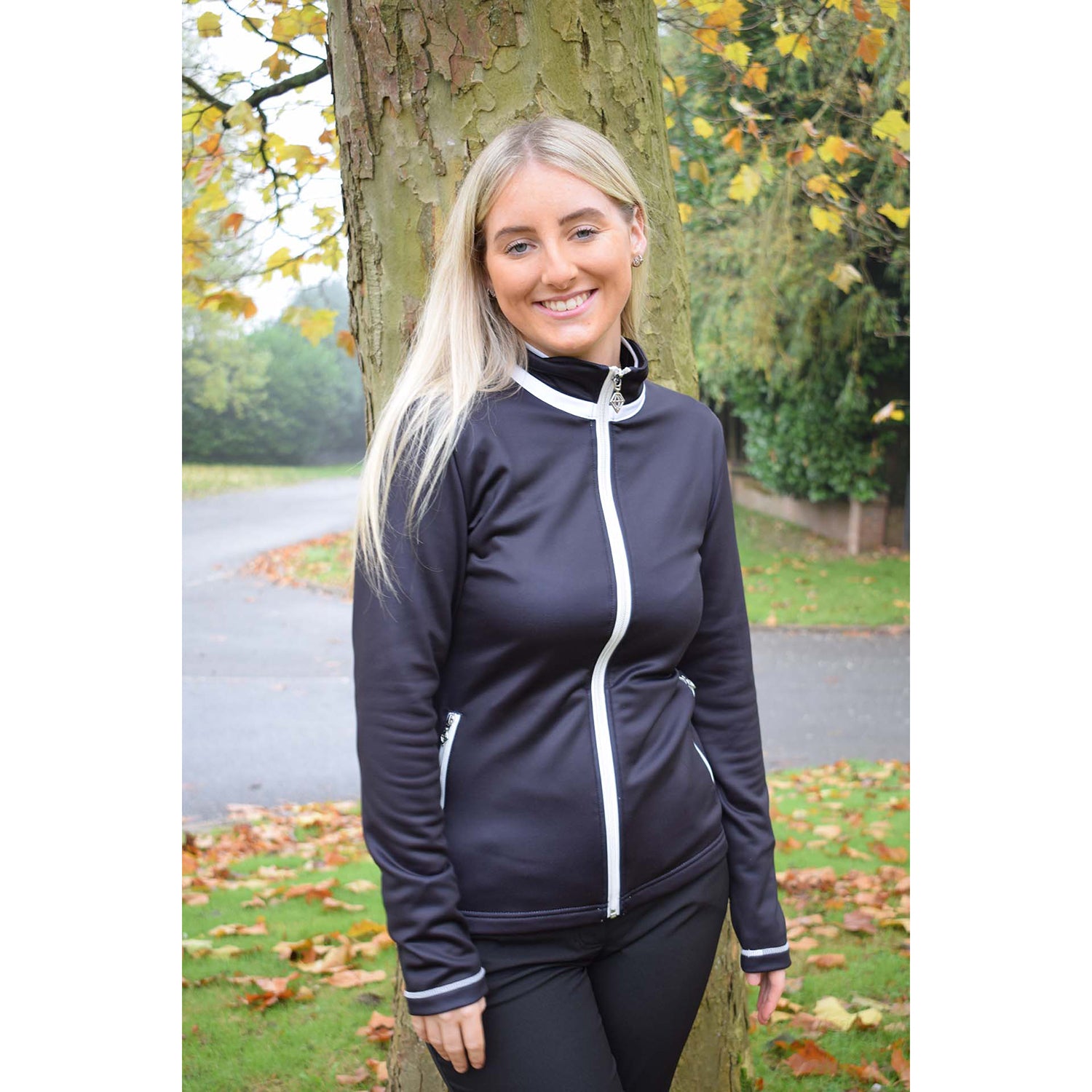 Pure Golf Ladies Mid-Layer Full Zip Jacket in Black