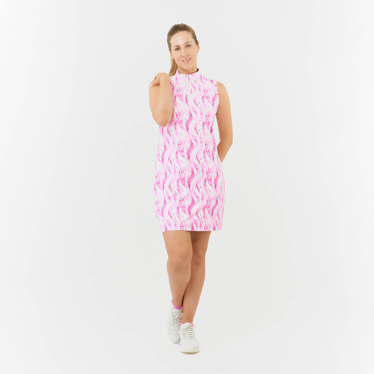 Pure Golf Rose Water Print Sleeveless Dress