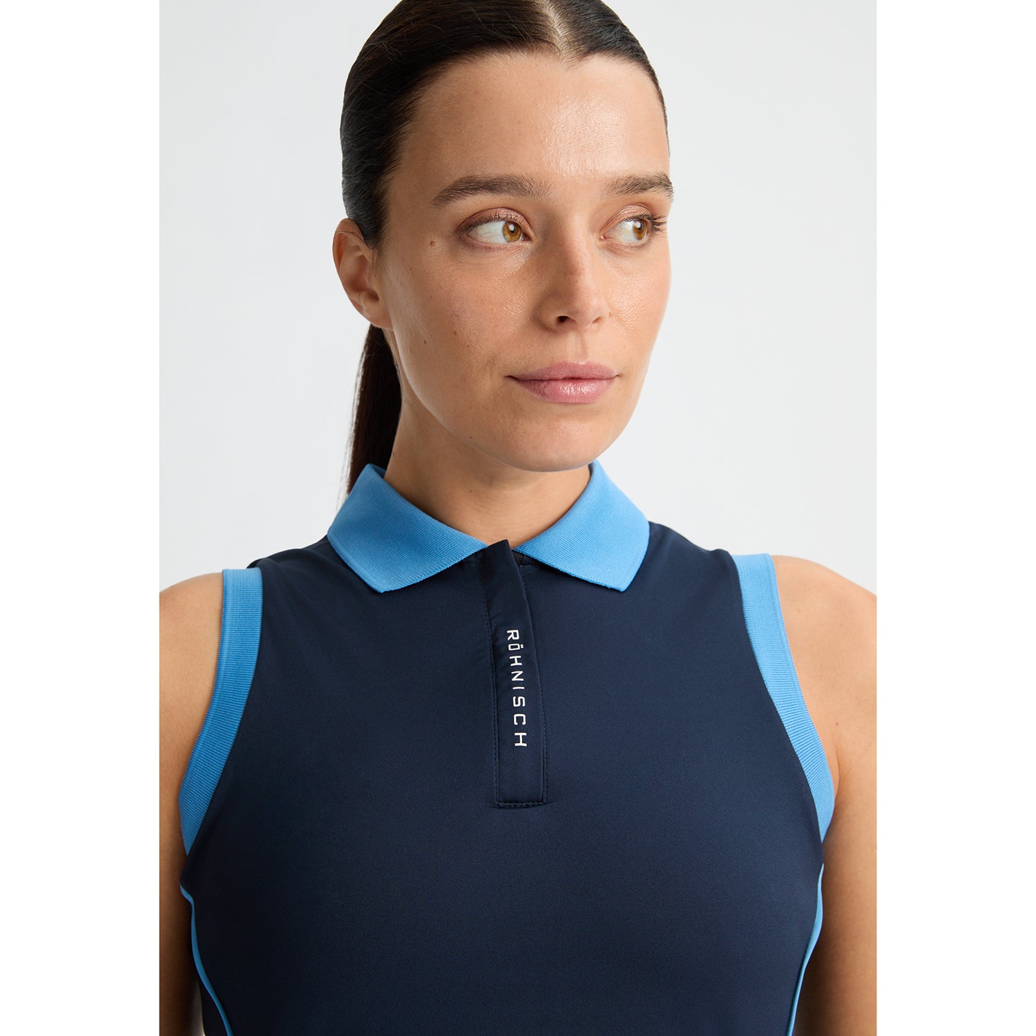 Rohnisch Ladies Navy Polo with Contrast Trim and Piping