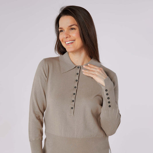 Swing Out Sister Ladies Sophisticated Knit with Elegant Button Detail