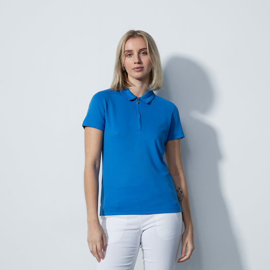 Daily Sports Honeycomb Structured Short Sleeve Polo Shirt in Cosmic Blue