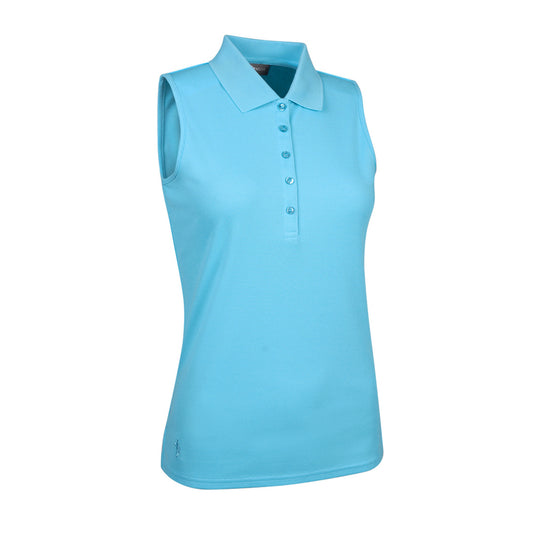 Glenmuir Ladies Sleeveless Pique Polo with Stretch in Aqua