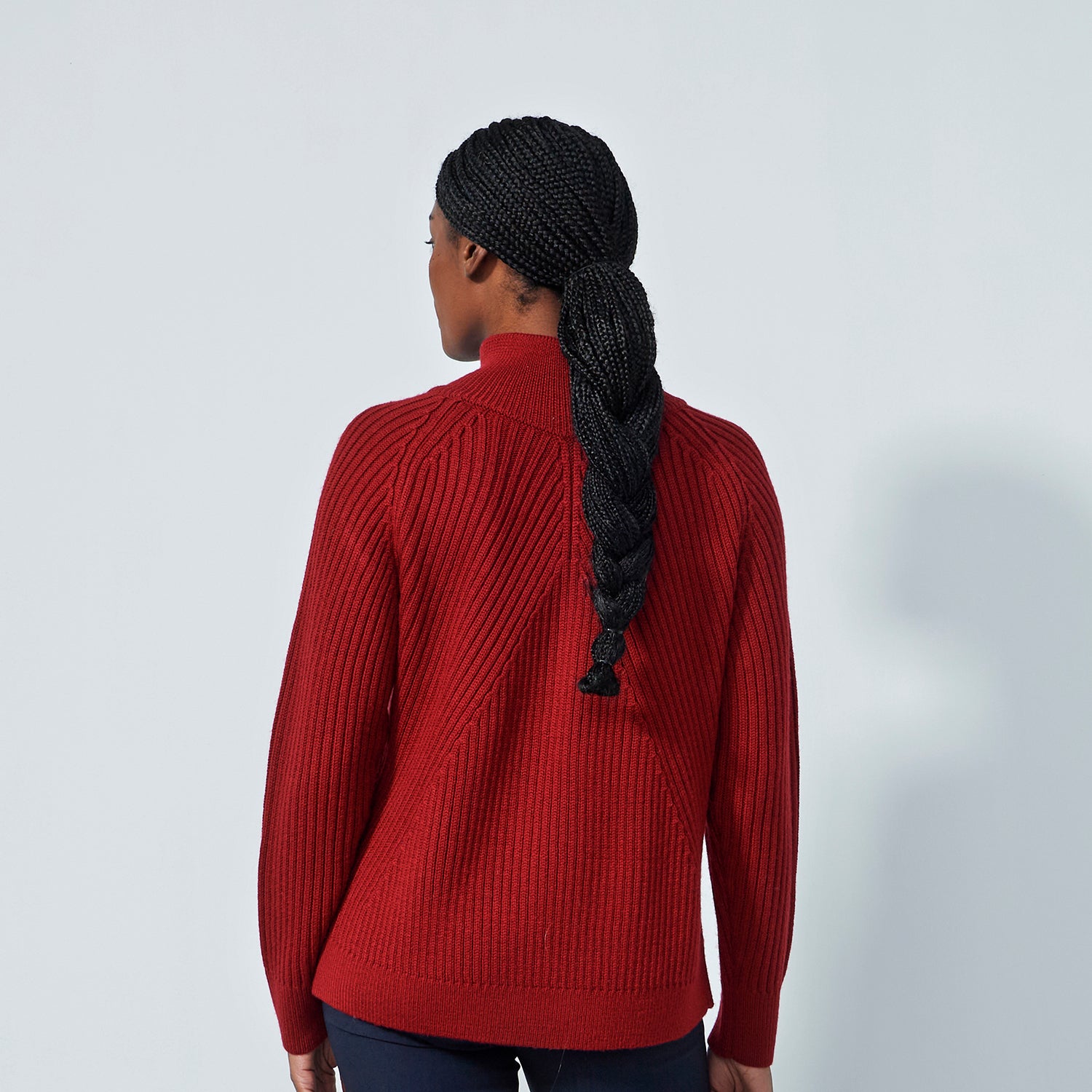 Daily Sports Ladies Ribbed Knit Zip-Neck Sweater