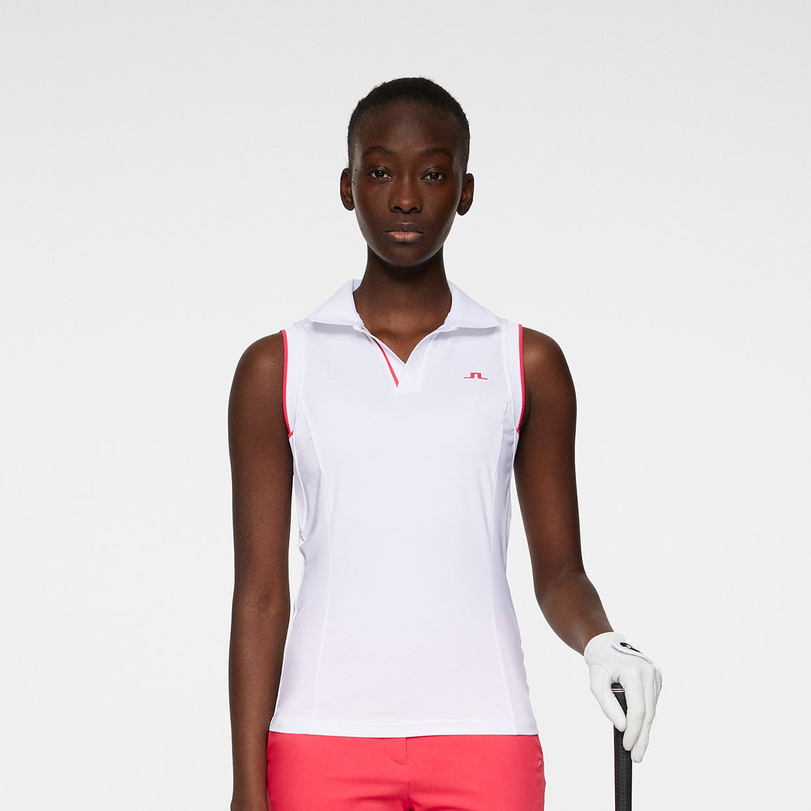 J.Lindeberg Ladies Sleeveless Polo with Pink Trim