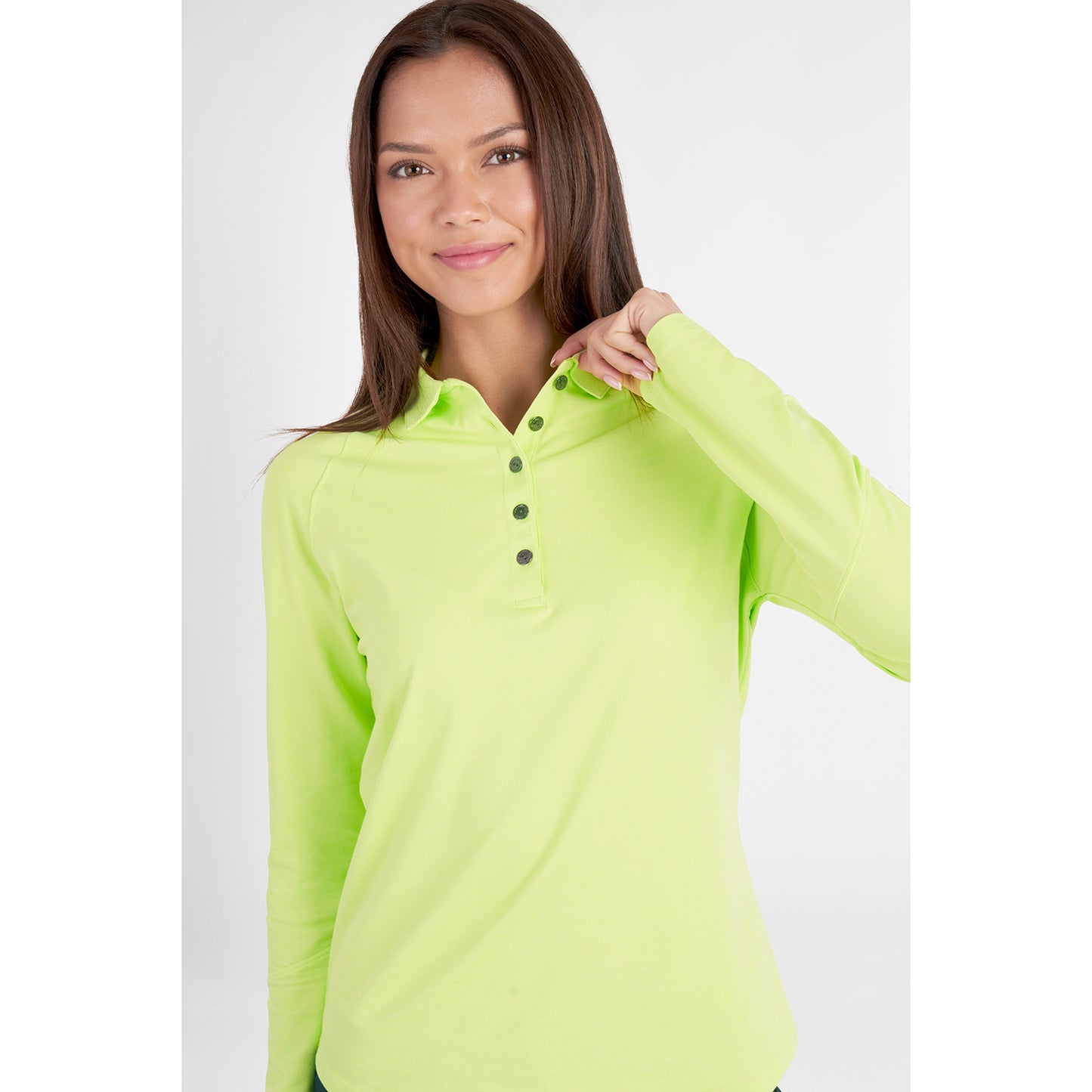 Green Lamb Ladies Cotton Blend Long Sleeve Golf Top