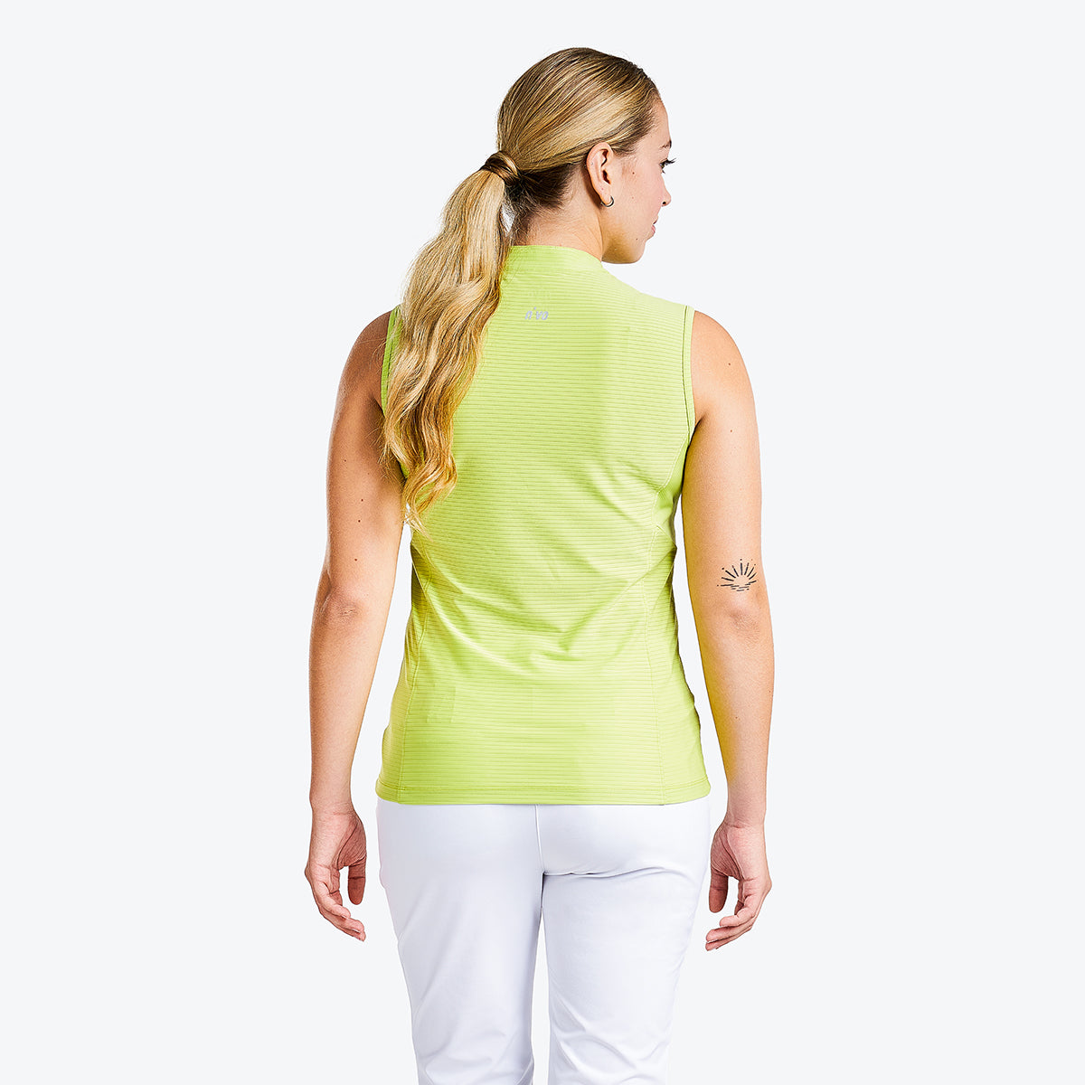 Nivo Ladies Sleeveless Polo With Subtle Stripes in Key Lime - Last One XS Only Left