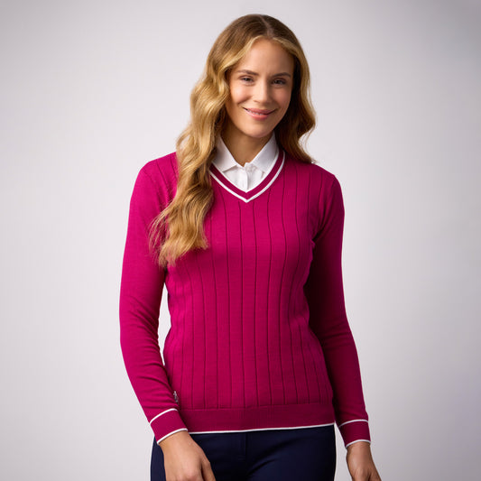 Glenmuir Ladies Sweater with Flattering Ribbed Detailing