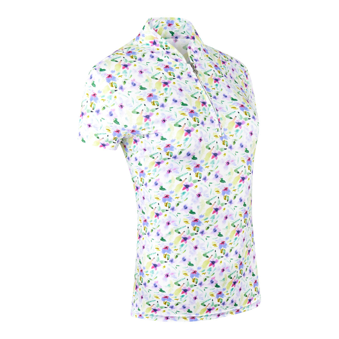 Pure Golf Cap Sleeve Zip Top in Ethereal Bouquet Print