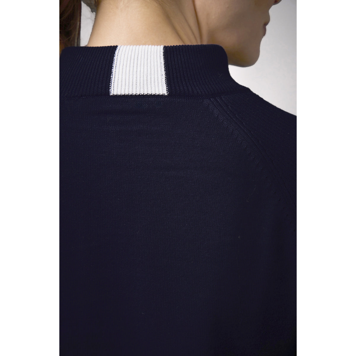 Sunderland Ladies Navy Lined Cotton Sweater - Naturally Soft with Stylish Contrast Accents