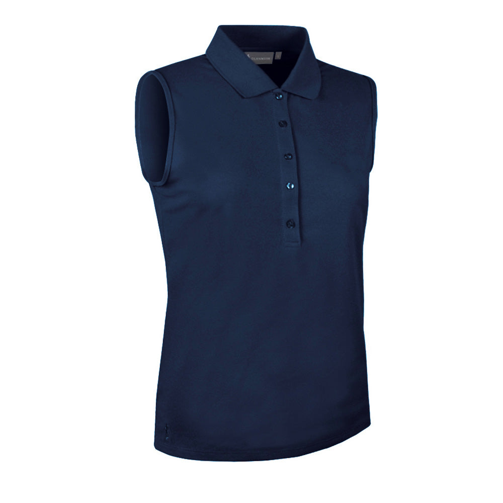 Glenmuir Ladies Sleeveless Pique Knit Polo with Stretch in Navy Blue