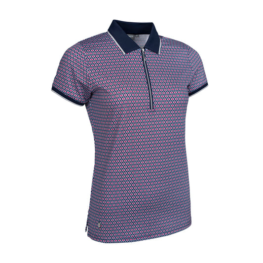 Glenmuir Ladies Navy Printed Polo for Elevated Style with Sophisticated Performance