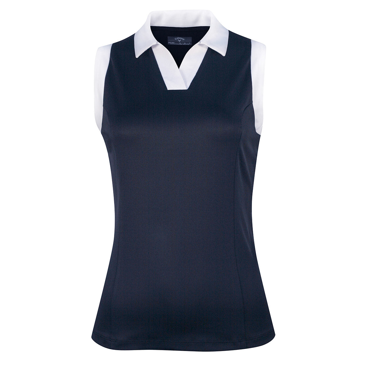 Callaway Ladies Sleeveless Colour Block Polo Shirt in Peacoat Navy