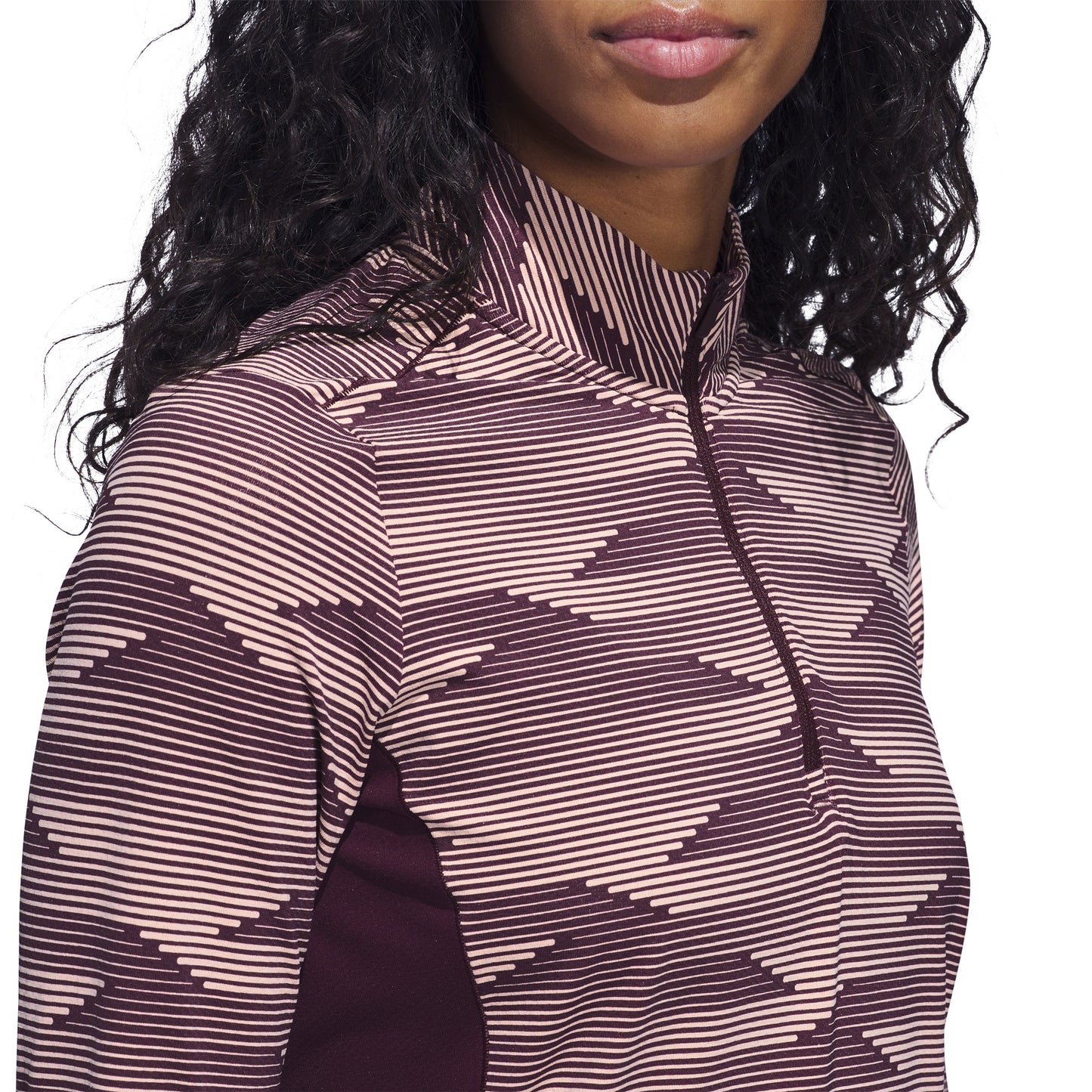 adidas Golf Women's Zip-Neck Top with Abstract Linear Print