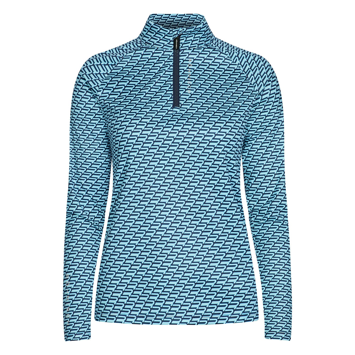 Rohnisch Ladies Capri Blue Long Sleeve Top with Retro Logo Print