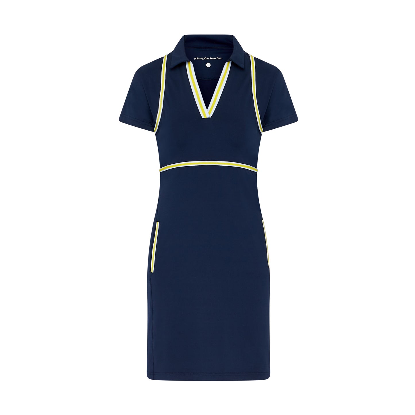 Swing Out Sister Women's Navy and Sunshine Cap Sleeve Dress