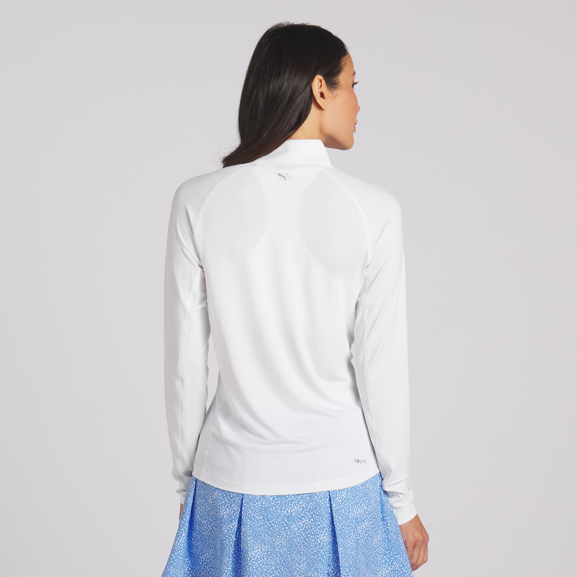 Puma Women's YOU-V 1/4 Zip Top with UPF 50+ in White Glow