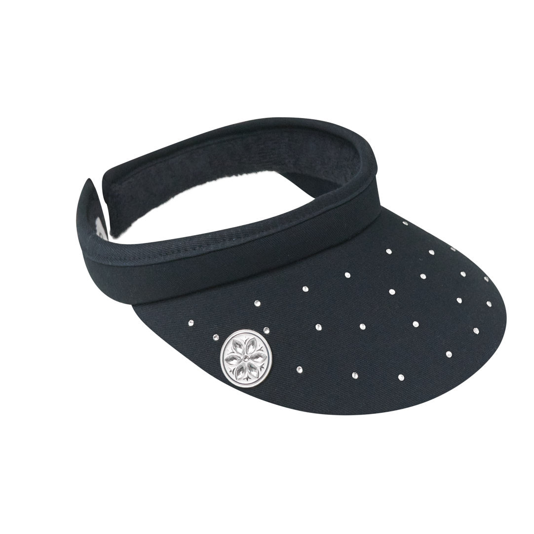 Surprizeshop Crystal Embellished Clip-On Visor with Ball Marker in Navy