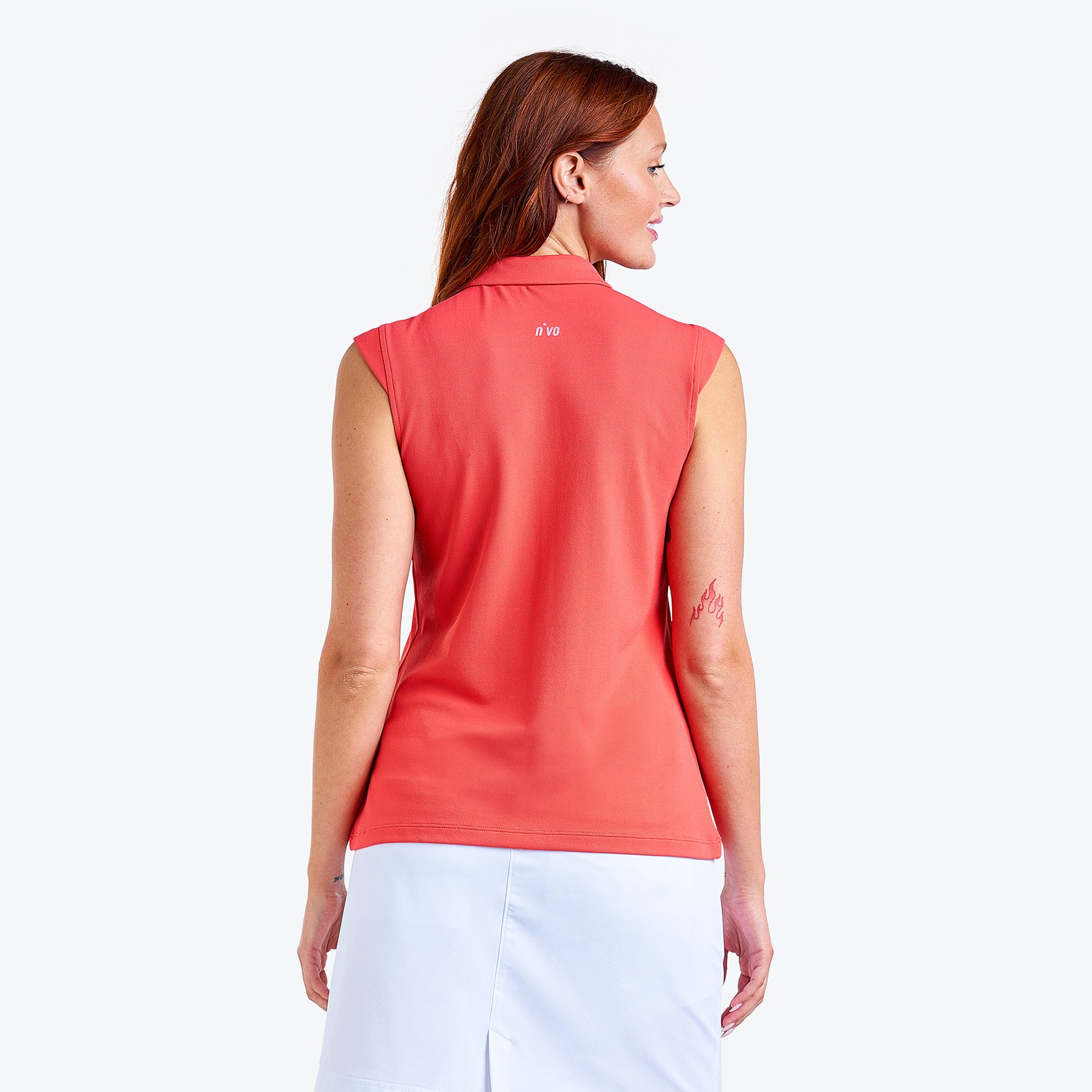 Nivo Ladies Sleeveless Piqué Polo with UPF 50+ in Papaya - Last One Small Only Left