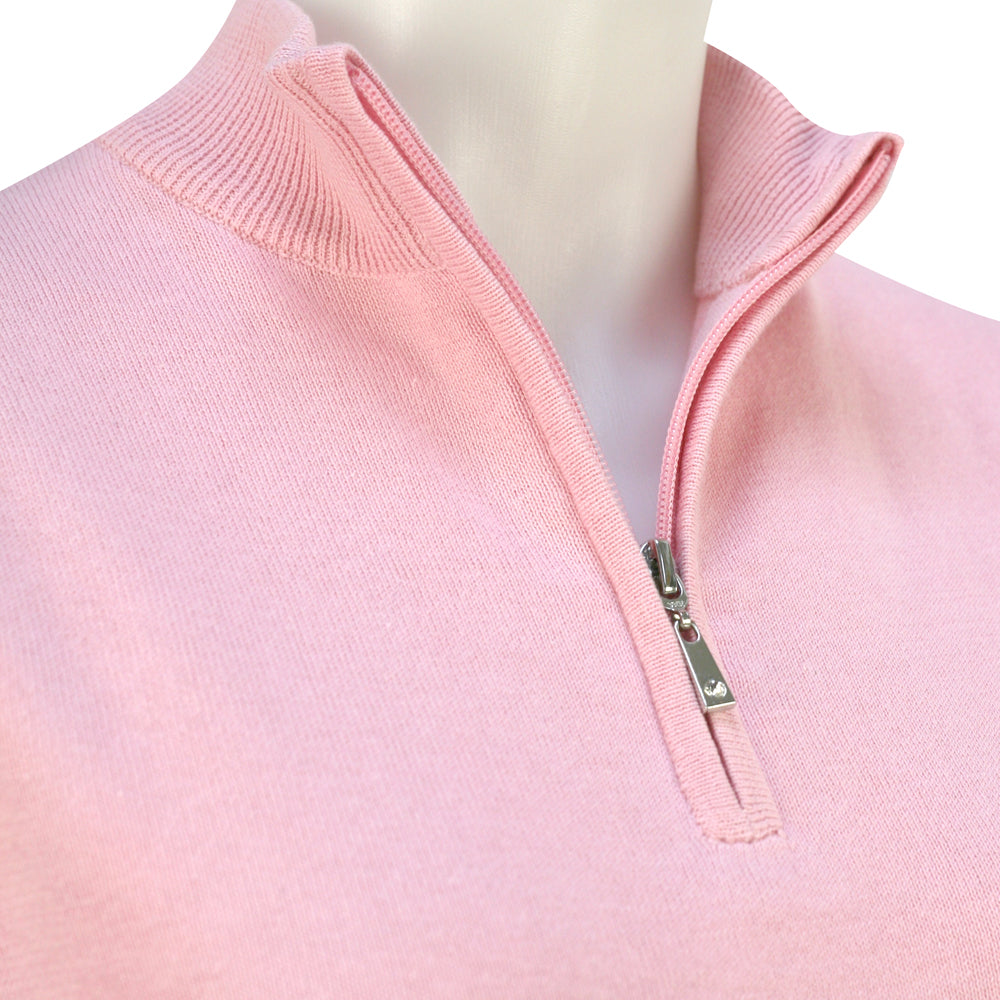 Glenmuir Ladies 100% Cotton Half-Zip Sweater in Candy Pink