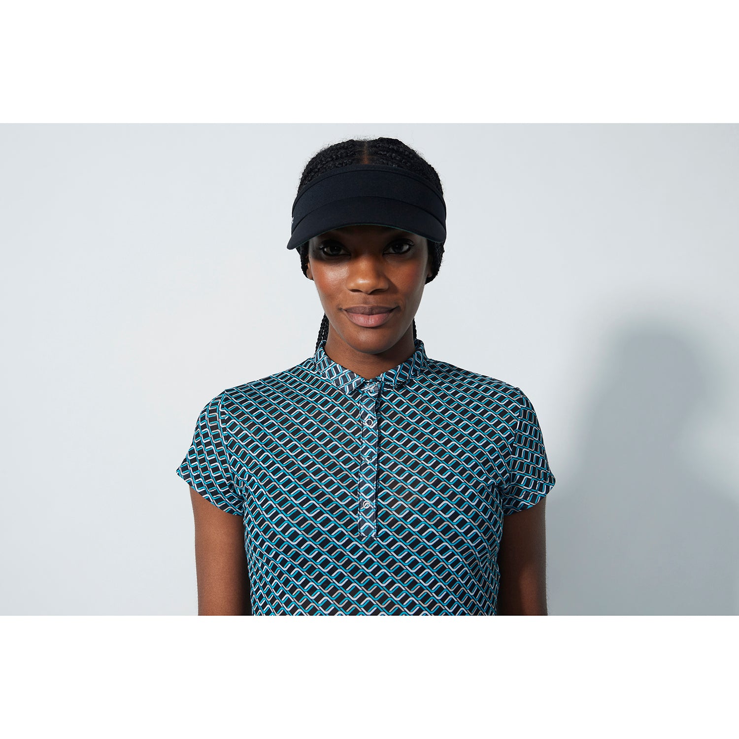 Daily Sports Womens Mesh Cap Sleeve Polo Shirt in Geo Print