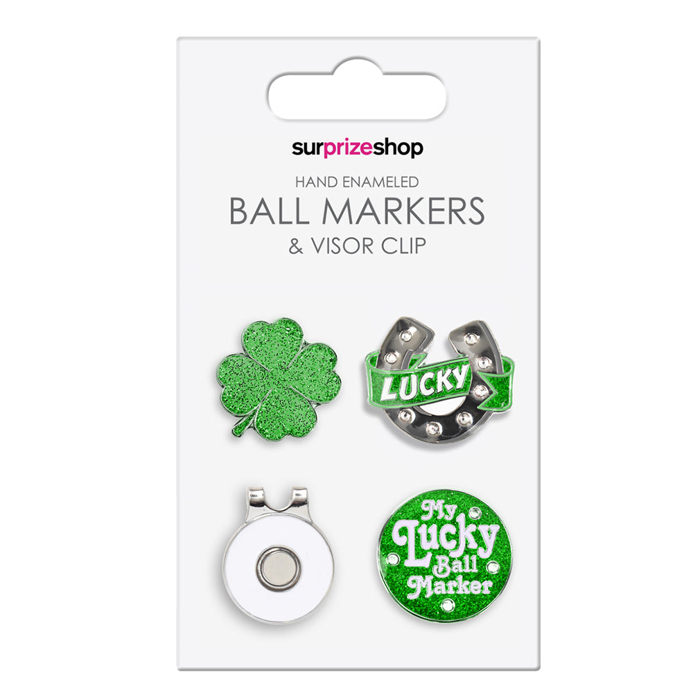 Surprizeshop 'Good Luck' Hand Enamelled Ball Markers & Visor Clip